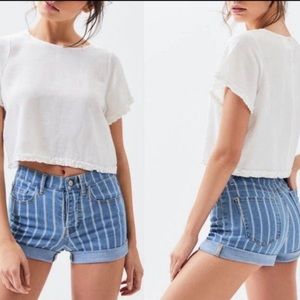 Pacsun Tonal Striped Denim Shortie Shorts
